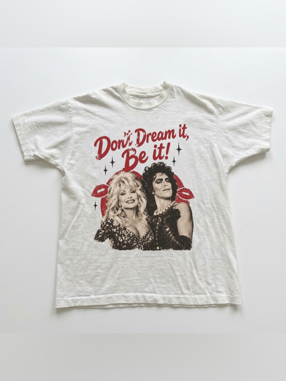 Dolly Parton & Tim Curry Vintage Tribute Shirt, Don’t Dream It Be It Graphic Tee